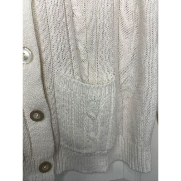 Vintage K-Mart White Button Up Knit Cardigan With Pockets - Picture 3 of 5